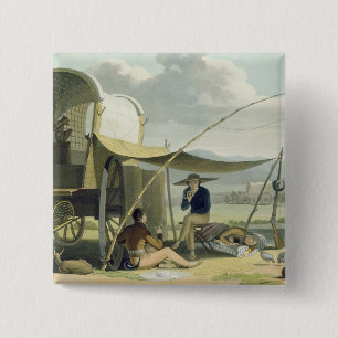 Halt van de familie van een baas, bord 17 van 'Afr Vierkante Button 5,1 Cm