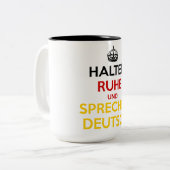 Halten Ruhe und Sprechen Deutsch Tweekleurige Koffiemok (Voorkant links)