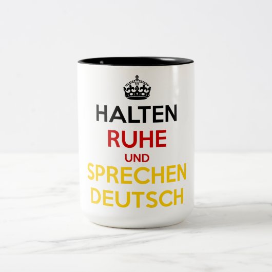 Halten Ruhe und Sprechen Deutsch Tweekleurige Koffiemok (Center)