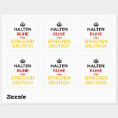 Halten Ruhe und Sprechen Deutsch Vierkante Sticker (Vel)