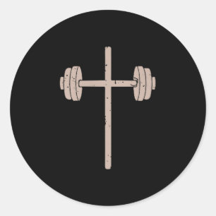 Halter Cross Dumbbell Faith-fitness Christelijk Ronde Sticker