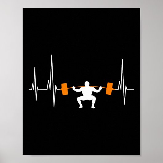 Halter Gewichtheffen Hartslag Bodybuilding Cool Poster (Voorkant)