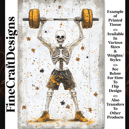 Halteren geraamte Pumping Iron AJ8 decoupage Tissuepapier