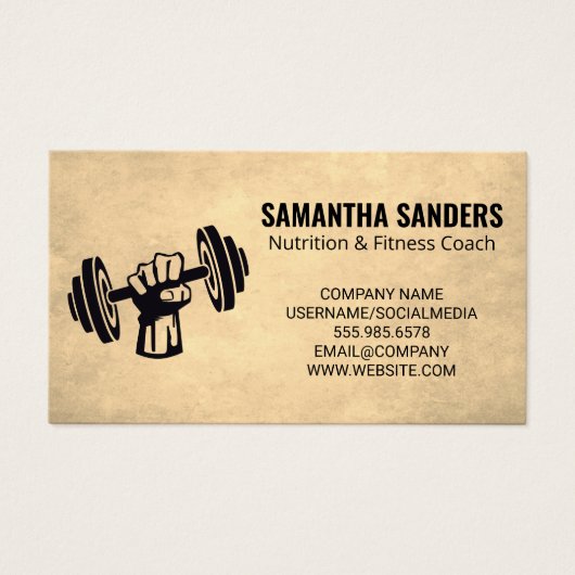 Haltergewicht vasthouden | Fitness Visitekaartje (Voorkant)