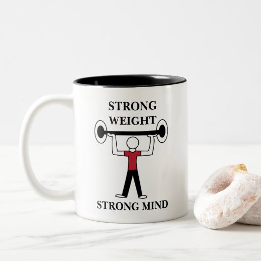 Halterhaler Gewichtheffer Bodybuilder Tweekleurige Koffiemok (Met donut)