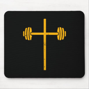 Halterkruis Dumbbell Jezus Funny Christelijke Work Muismat