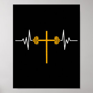 Halterkruis Dumbbell Jezus Grappig Christelijk Wor Poster