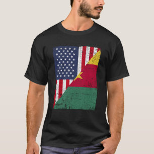Halve Amerikaanse vlag Flag half Kameroen Amerikaa T-shirt