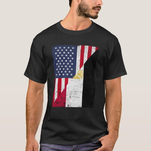 Halve Amerikaanse vlag Halve Egyptische vlag Ameri T-shirt (Voorkant)