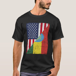 Halve Amerikaanse vlag Halve Ethiopische vlag T-shirt