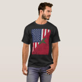 Halve Amerikaanse vlag Halve Marokkaanse vlag Maro T-shirt (Voorkant volledig)