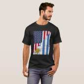 Halve Amerikaanse vlag Halve Uruguay vlag Amerikaa T-shirt (Voorkant volledig)
