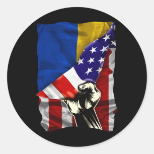 Halve Amerikaanse vlag Oekraïense wortels Usa vlag Ronde Sticker