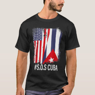 Halve Amerikaanse vlag Sos Cuba Mannen Wome T-shirt