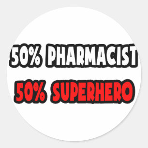 Halve apotheker ... Half superheld Ronde Sticker