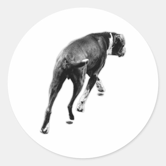 Halve beurt – B&W Silhouette Ronde Sticker (Voorkant)