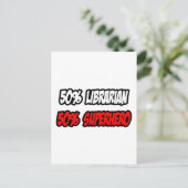 Halve bibliothecaris... Halve superheld Briefkaart (Staand voorkant)