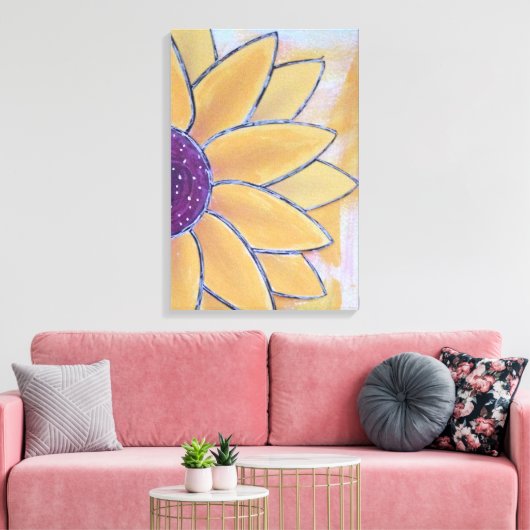 Halve Bloem Canvas Afdruk (Insitu (Woonkamer))