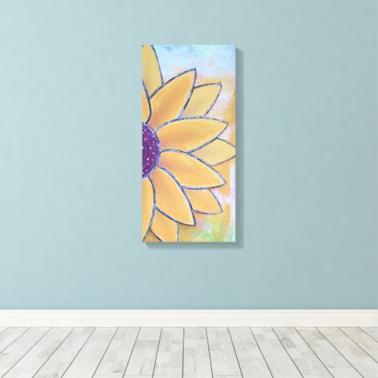 halve bloem canvas afdruk (Insitu (Houten vloer))