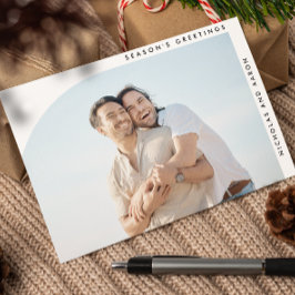 HALVE BOOG EENVOUDIGE KERSTVAKANTIE TWEE FOTO'S FEESTDAGENKAART