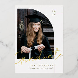 Halve boog elegant modern afstuderen folie uitnodiging