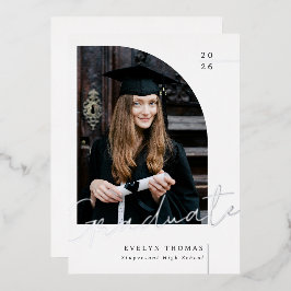 Halve boog elegant modern afstuderen folie uitnodiging