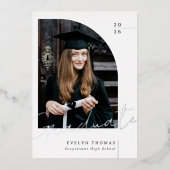 Halve boog elegant modern afstuderen folie uitnodiging (Voorkant)