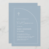 Halve boog omtrek lichtblauw eerste communie kaart (Voorkant / Achterkant)