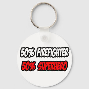 Halve brandweerman... halve superheld sleutelhanger