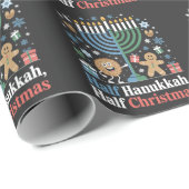 Halve Chanoeka Halve Kerst Grappig Christmukkah Cadeaupapier (Rol Hoek)