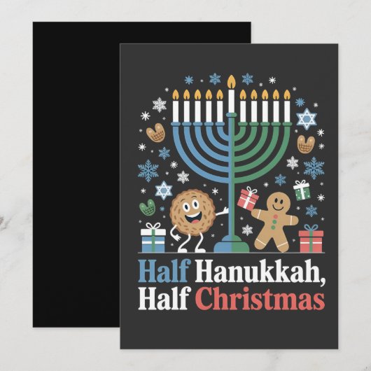 Halve Chanoeka Halve Kerst Grappig Christmukkah Kaart (Voorkant / Achterkant)