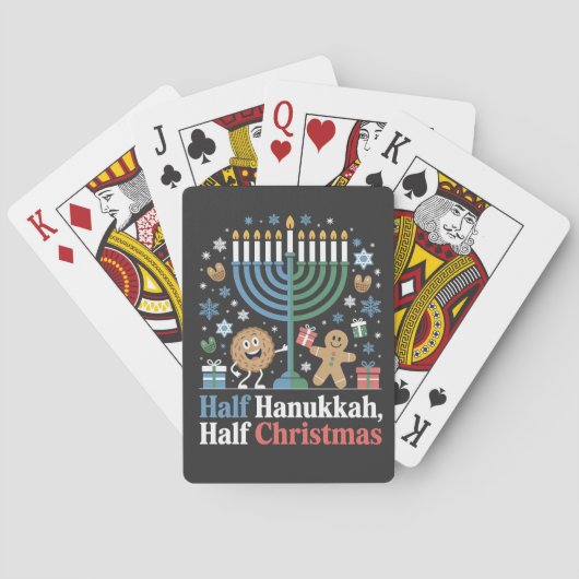 Halve Chanoeka Halve Kerst Grappig Christmukkah Pokerkaarten (Achterkant)