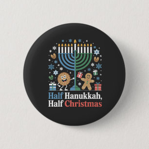 Halve Chanoeka Halve Kerst Grappig Christmukkah Ronde Button 5,7 Cm