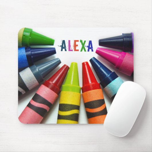 halve cirkel van witte krayonen muismat (Met muis)