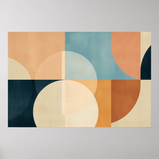 Halve cirkels in beige, bruin en zwart poster (Voorkant)