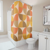 Halve cirkels Oranje en bruin uit de midden van de Douchegordijn (In situ)