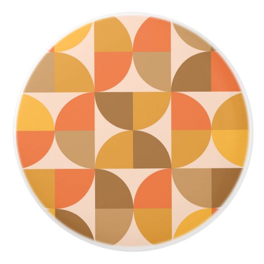 Halve cirkels Oranje en bruin uit de midden van de Keramische Knop (Voorkant)