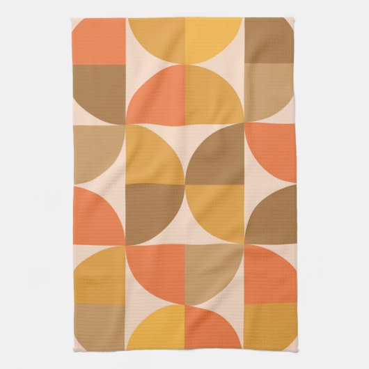 Halve cirkels Oranje en bruin uit de midden van de Theedoek (Verticaal)