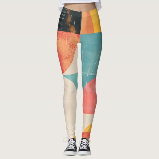 Halve cirkelvormen met texturen leggings (Voorkant)