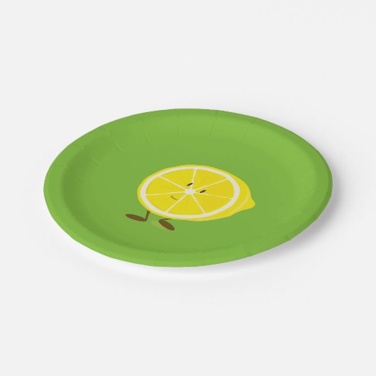 Halve citroen glimlachen papieren bordje (Gekanteld)