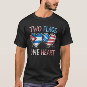Halve Cubaanse Amerikaanse vlag Cuba Amerika T-shirt
