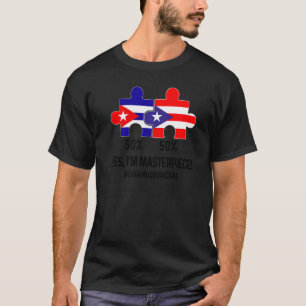 Halve Cubaanse Halve Dominicaanse Vlag Kaart Gecom T-shirt