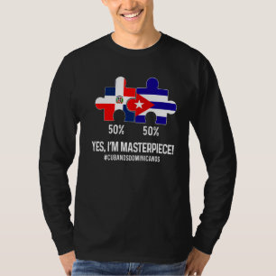 Halve Cubaanse halve Dominicaanse vlaggenkaart gec T-shirt