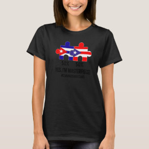Halve Cubaanse Halve Dominicaanse Vlagkaart Gecomb T-shirt