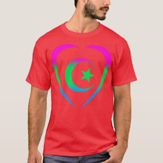Halve derde cultuur Hart roze groen blauw T-shirt