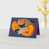 Halve een heerlijke Halloween Jack O Lantern Kaart (Gele Bloem)