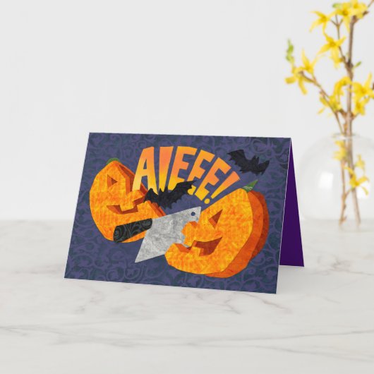 Halve een heerlijke Halloween Jack O Lantern Kaart (Gele Bloem)