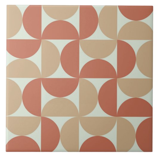 Halve eeuw Cirkels in Tan en Terracotta Tegeltje (Voorkant)