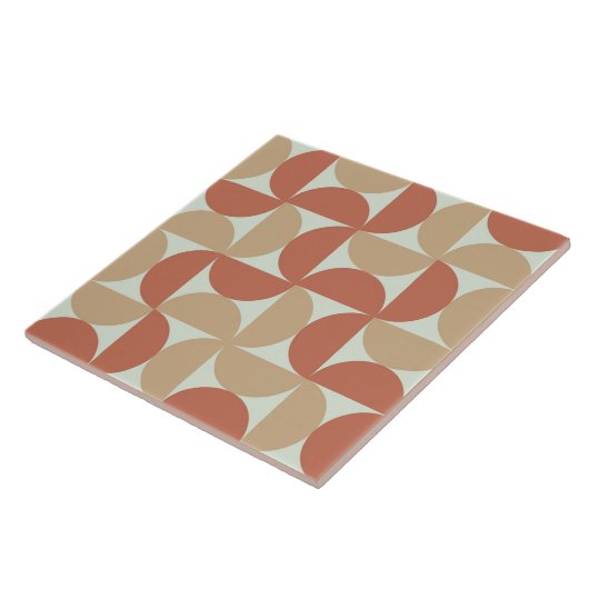 Halve eeuw Cirkels in Tan en Terracotta Tegeltje (Zijkant)