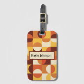Halve eeuw halve cirkels geel sinaasappel monogram bagagelabel (Voorkant (verticaal))